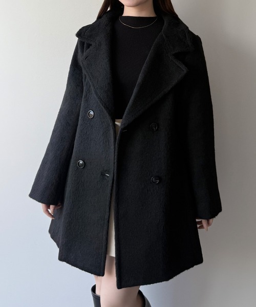 mipiarl コート アウター 2wayカラーシャギーミドルコート レディース