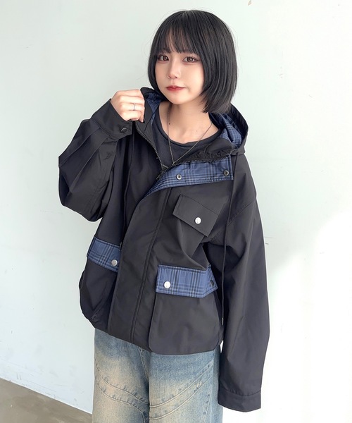 MandO（エムオー） ブルゾン アウター ポイントチェックナイロン