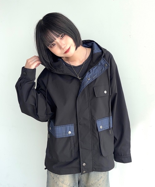 ジャケット・アウター moo MandO（エムオー） ブルゾン アウター ポイントチェックナイロン
