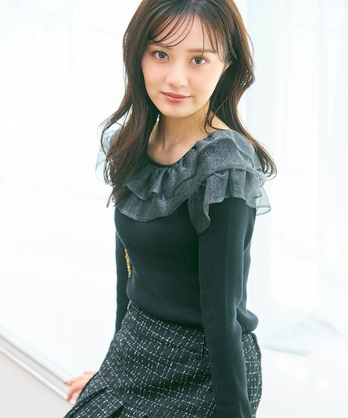 【PHILOSOPHY】NYLON KNIT lace フリル襟•袖 カットソー Feroux（フェルゥ） ニット セーター 襟フリル ニット レディース