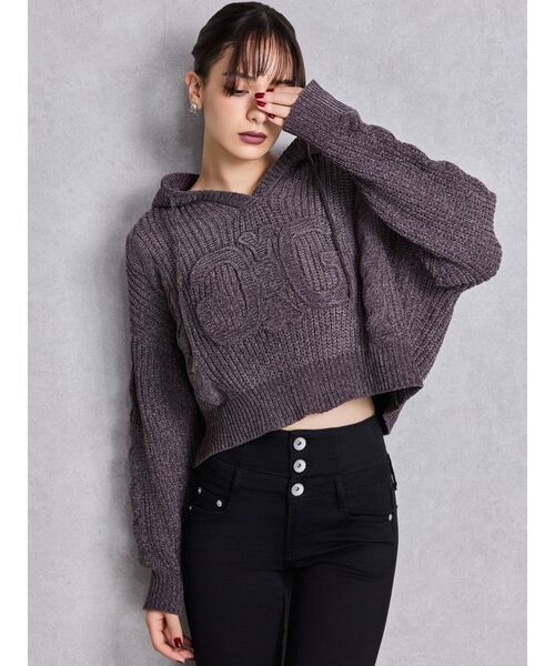 GYDA（ジェイダ） ニット セーター Symmetry GYDAベロアニットパーカー