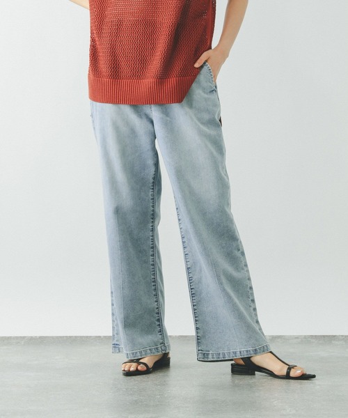 「GLOBAL WORK」 加工デニムパンツ LARGE ブルー レディース