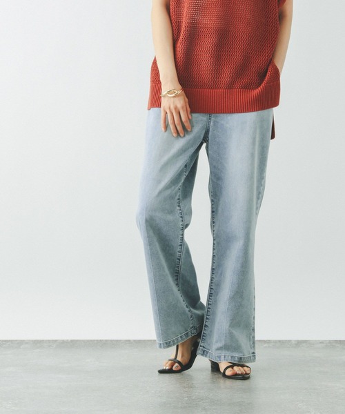 「GLOBAL WORK」 加工デニムパンツ LARGE ブルー レディース