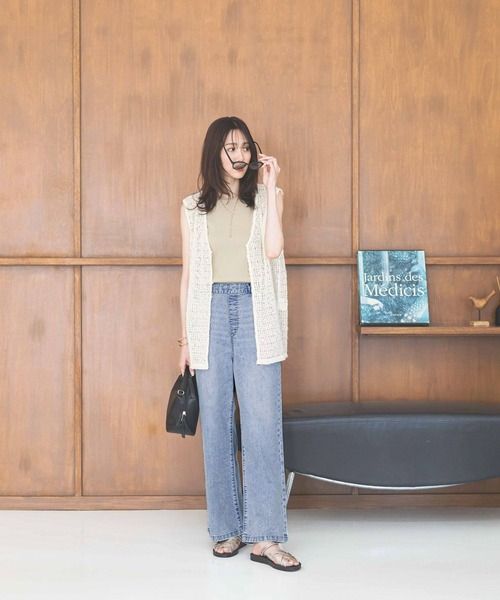 「GLOBAL WORK」 加工デニムパンツ LARGE ブルー レディース