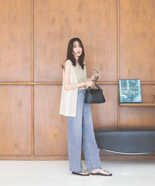 「GLOBAL WORK」 加工デニムパンツ LARGE ブルー レディース