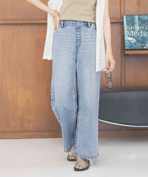 「GLOBAL WORK」 加工デニムパンツ LARGE ブルー レディース