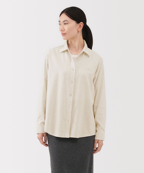 無印良品（MUJI） ブラウス シャツ 婦人 両面起毛フランネルレギュラー