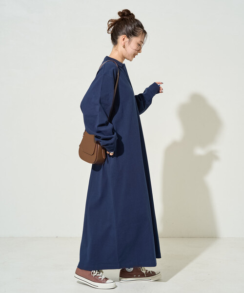   ポロワンピース ネイビー FREAK'S STORE（フリークスストア） ワンピース 限定展開 襟付き ポロ