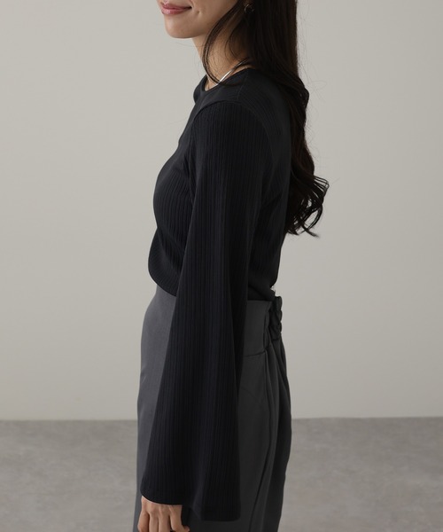 DAYRA tシャツ ランダム リブ ストレッチ フレアスリーブ カットソー