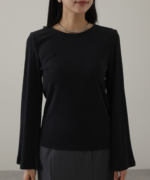 DAYRA tシャツ ランダム リブ ストレッチ フレアスリーブ カットソー