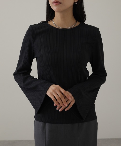 DAYRA tシャツ ランダム リブ ストレッチ フレアスリーブ カットソー