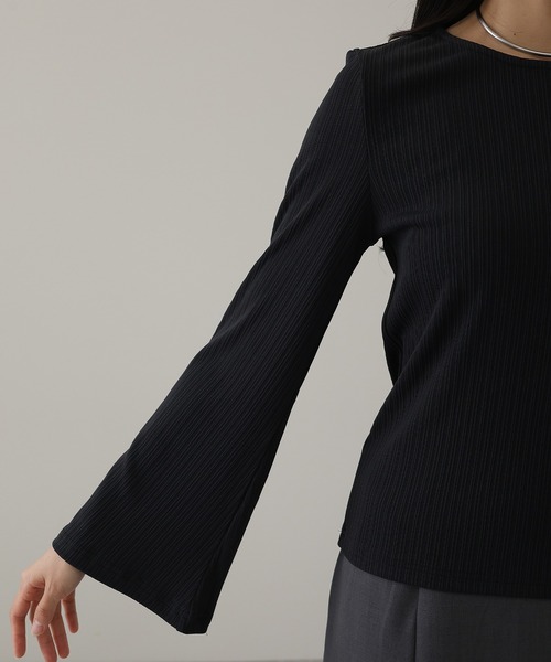 DAYRA tシャツ ランダム リブ ストレッチ フレアスリーブ カットソー