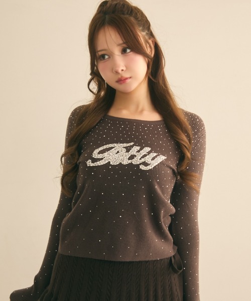 Coup de BEAUTE●レース＆ラインストーン付きTシャツ★ ラインストーン付きストレッチTシャツ[品番：GORW0008725]｜GORGE