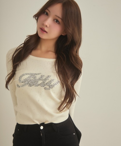 TITTY＆CO.（ティティーアンドコー） tシャツ ラインストーンリブロンT