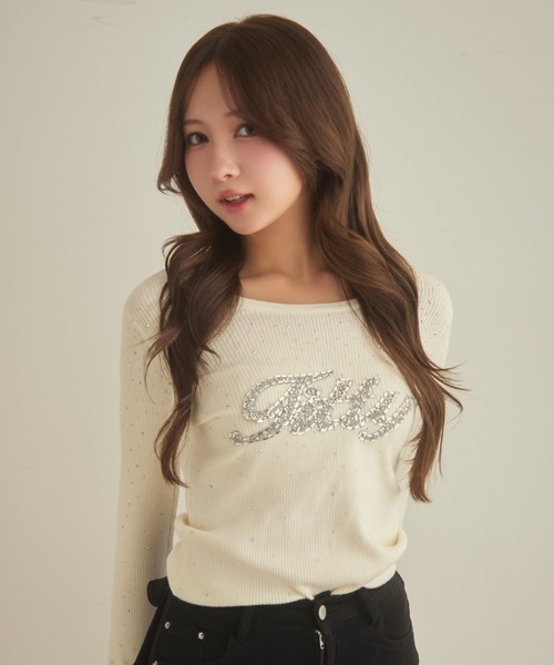 TITTY＆CO.（ティティーアンドコー） tシャツ ラインストーンリブロンT