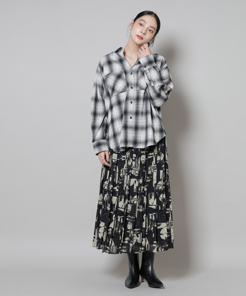 NANO universe（ナノ・ユニバース） ブラウス シャツ オンブレチェック