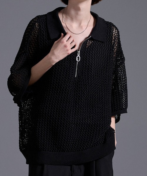 「Loose/ルース」 半袖ニット X-SMALL ブラック メンズ_画像2