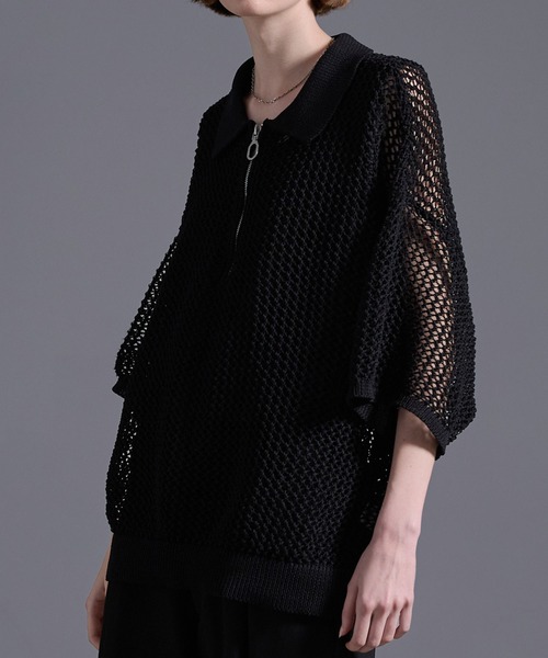 「Loose/ルース」 半袖ニット X-SMALL ブラック メンズ_画像6