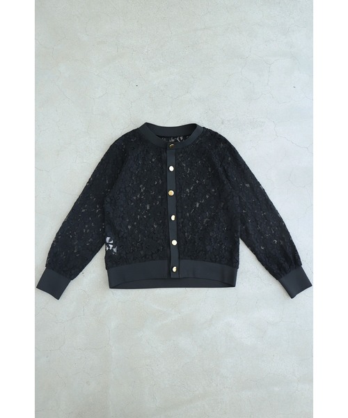 ブラック レースカーディガン 13-15 sanpo kuschel（サンポクシェル） レースカーディガン 羽織り sanpo
