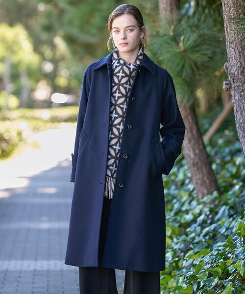 美品 ドレステリア ステンカラーコート 48 比翼 軽量 裏地起毛 濃紺 日本製 DRESSTERIOR（ドレステリア） ステンカラーコート コート Super110s