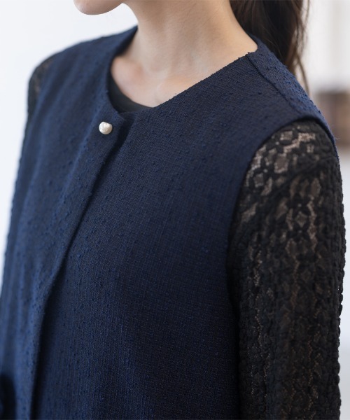 Neige（ネージュ） ベスト ジレ フリルポケットツイードジレ