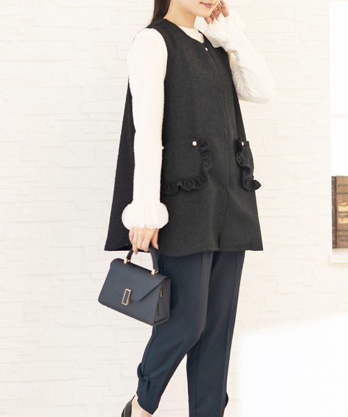 Neige（ネージュ） ベスト ジレ フリルポケットツイードジレ