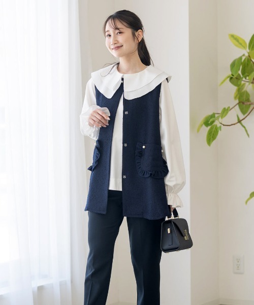 Neige（ネージュ） ベスト ジレ フリルポケットツイードジレ
