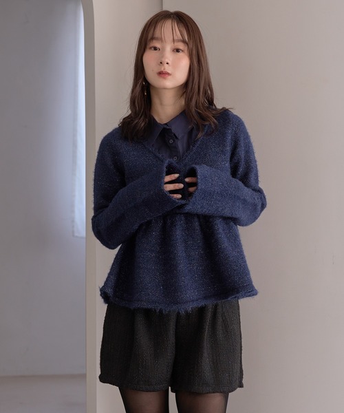 mideal（マイディール） ニット セーター peplum sequins knit