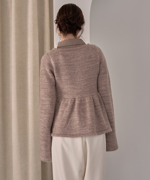 mideal（マイディール） ニット セーター peplum sequins knit