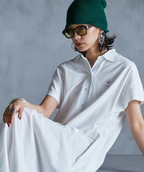 「GEVS.」 「SMILELAND」半袖ワンピース LL オフホワイト レディース_画像7