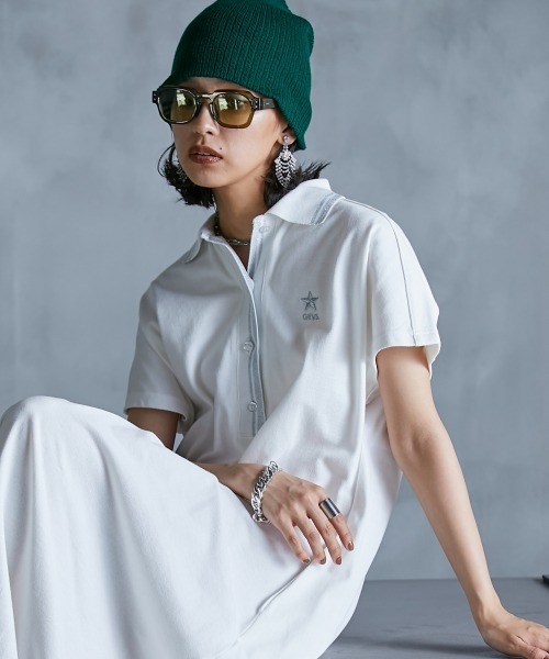 「GEVS.」 「SMILELAND」半袖ワンピース LL オフホワイト レディース_画像8