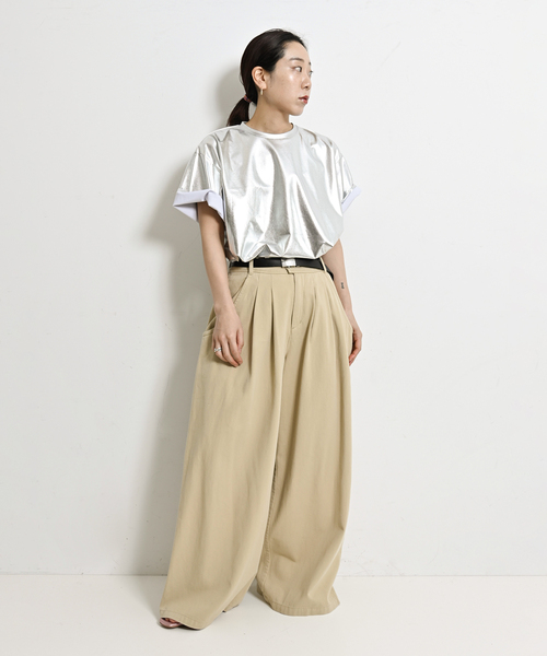 「CITYSHOP」 半袖Tシャツ FREE シルバー レディース_画像4