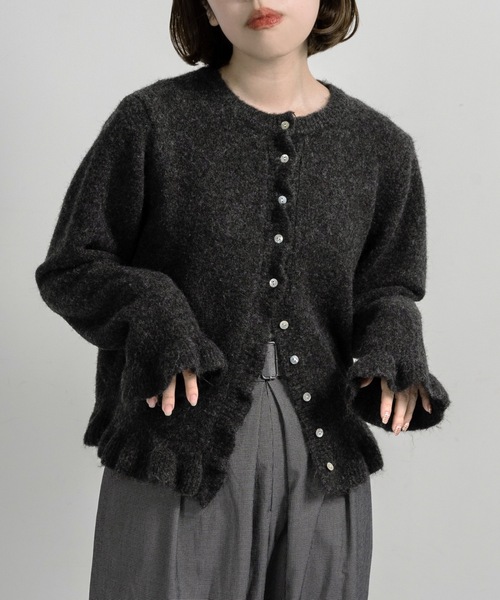 lawgy（ラウジー） カーディガン frill cuffs flare cardigan / フリル