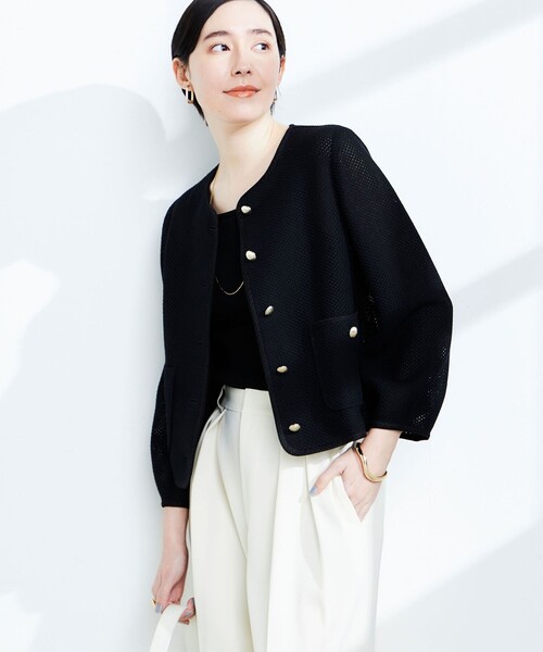 「NOLLEY'S Sophi」 ノーカラージャケット 38 オフホワイト レディース_画像7