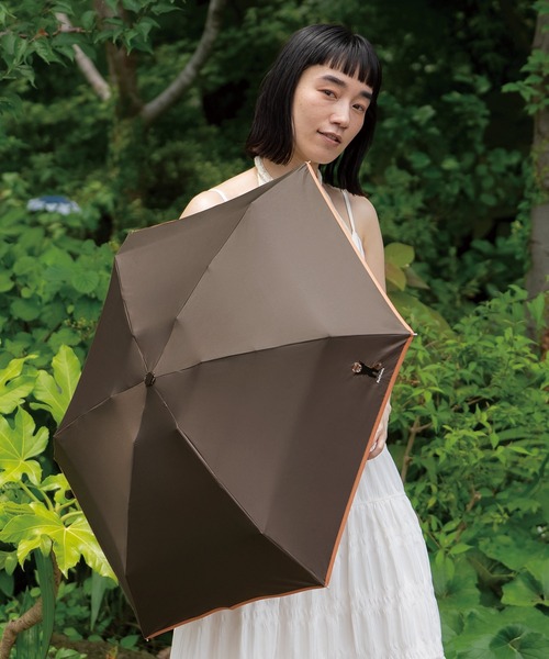 JUNKO SHIMADA 折りたたみ日傘 ブラウン Wpc. 日傘 完全遮光 uvカット 折りたたみ傘 遮光アニマル刺繍 ミニ