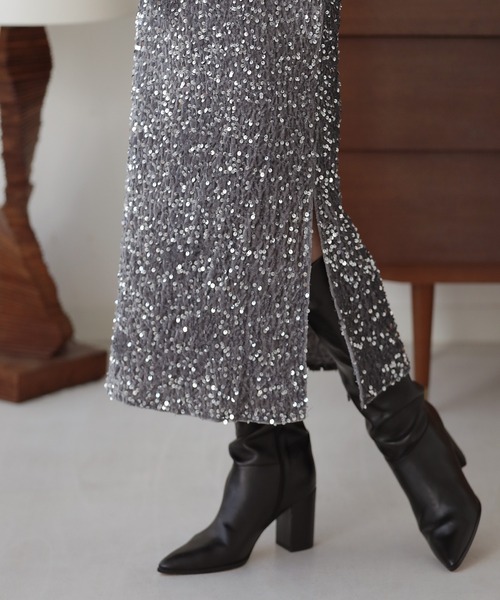 「O.S.K」 タイトスカート L グレー レディース_画像5