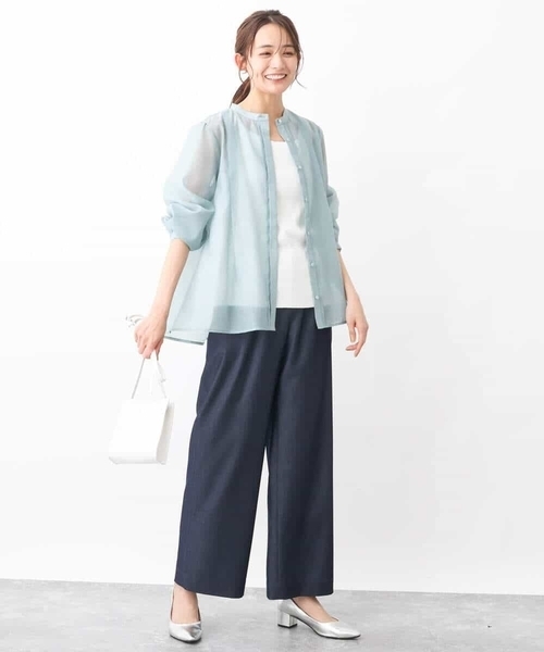 「MK MICHEL KLEIN」 長袖ブラウス 38 ホワイト レディース_画像9