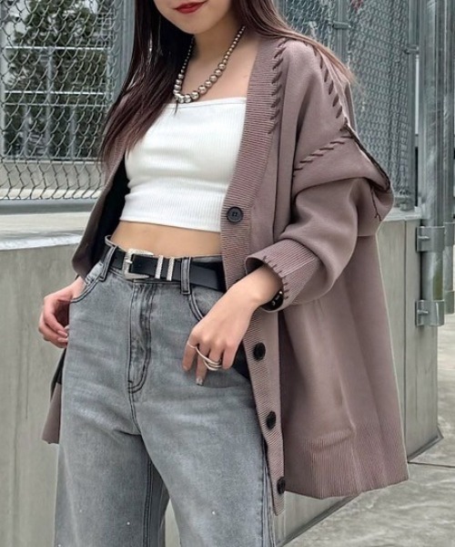 PAGEBOY（ページボーイ） ニットカーディガン FREE モカ レディース