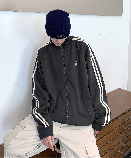 「BEVERLY HILLS POLO CLUB」 ジャージブルゾン X-LARGE スミクロ メンズ_画像4