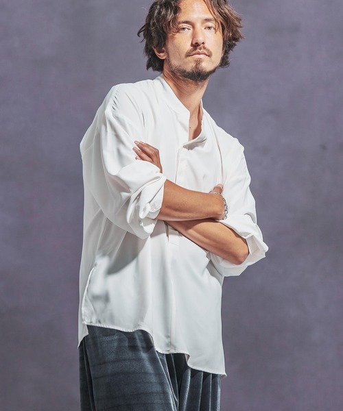 「Jih Nunc」 長袖シャツ L カーキ メンズ_画像3