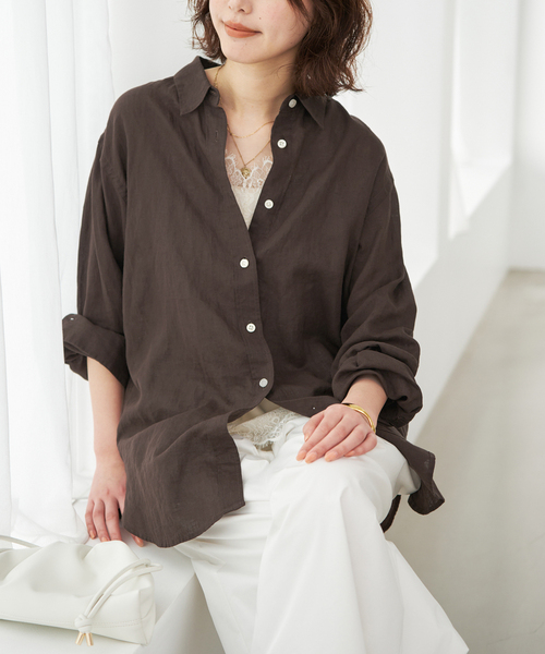 SLOBE IENA スローブ イエナ シャツ トップス ブラック系 黒 FREE レギュラーシャツ 長袖 ギンガムチェック リネン 麻 22春夏 おしゃれ シンプル きれいめ 大人女子 ブランド 上品 ベーシック オフィスカジュアル 着回し 【レディース】【中古】【美品】 SLOBE IENA - SLOBE IENA スローブ イエナ シャツ トップス ブラック系