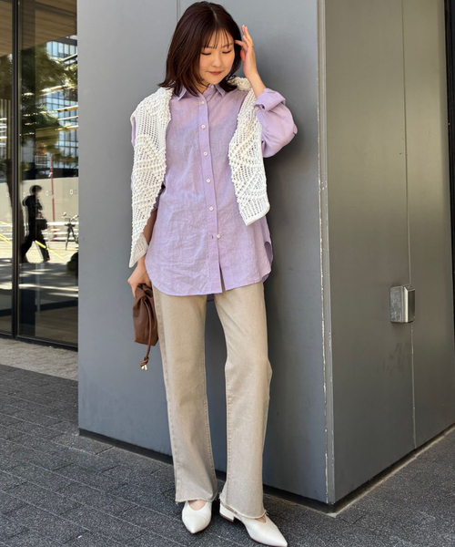 SLOBE IENA スローブ イエナ 大人可愛い リネン トップス ブラウス SLOBE IENA（スローブイエナ） ブラウス シャツ リネンコットン