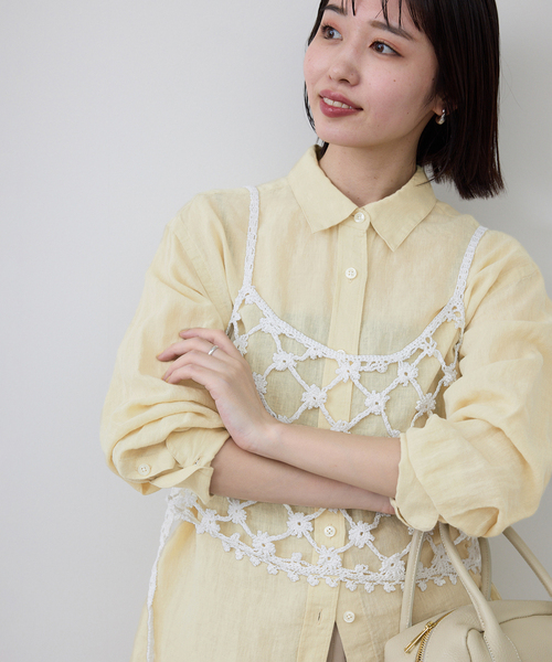 ブラウス シャツ 「追加」リネンコットンレギュラーシャツ レディースの画像