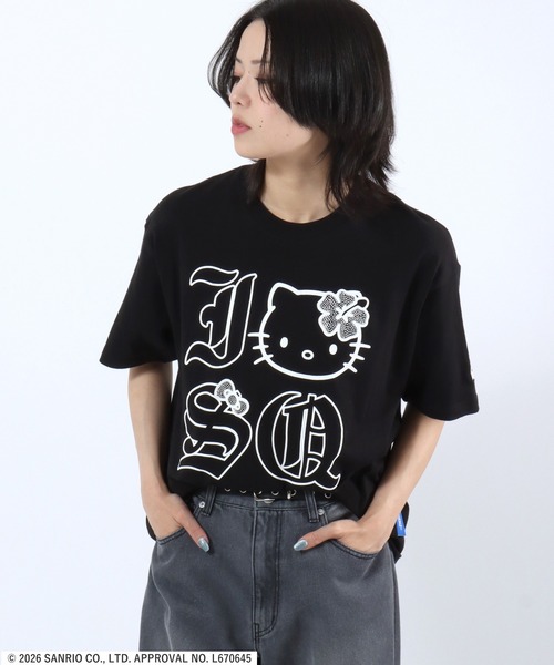【希少レア】サンリオ ハローキティ ストーン装飾 Tシャツ ｌサイズ sanrio（サンリオ） tシャツ 半袖 HELLO KITTY I LOVE ”KI”TEE/日焼け