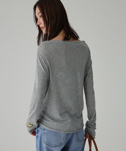 ★値下げ★新品同様★yori ダブル  ギャザー カットソー グレー 36 BABYLONE（バビロン） tシャツ 「手洗い可」ギャザーベアテン