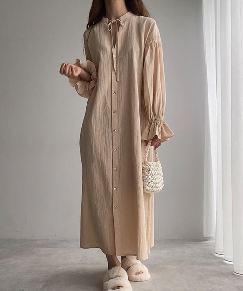「FILLOU」 長袖ワンピース MEDIUM グレイッシュベージュ レディース_画像6