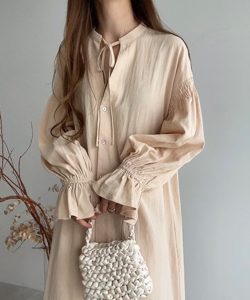 「FILLOU」 長袖ワンピース MEDIUM グレイッシュベージュ レディース_画像7