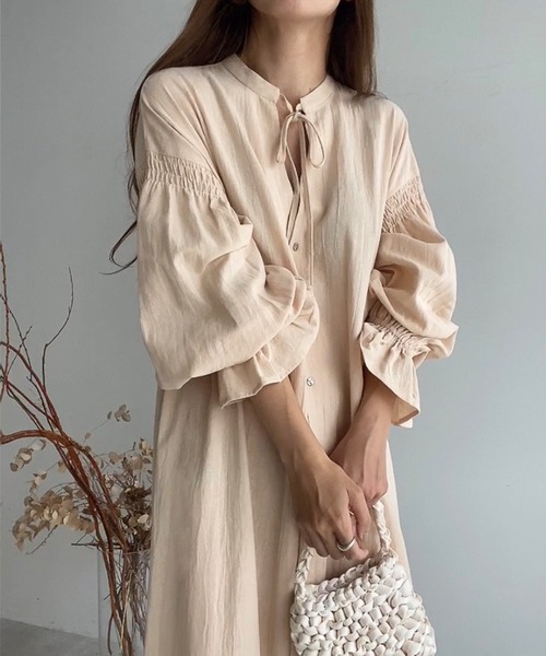 「FILLOU」 長袖ワンピース MEDIUM グレイッシュベージュ レディース_画像8
