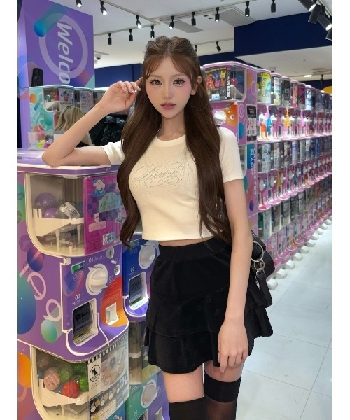 Darich ダーリッチ ロゴビジューエンジェルモチーフTシャツ　ブラック 黒 Darich（ダーリッチ） tシャツ ロゴビジューエンジェルモチーフTシャツ