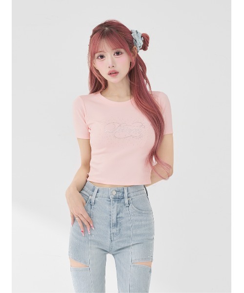 ロゴビジューエンジェルモチーフTシャツ ロゴビジューエンジェルモチーフTシャツ – Darich